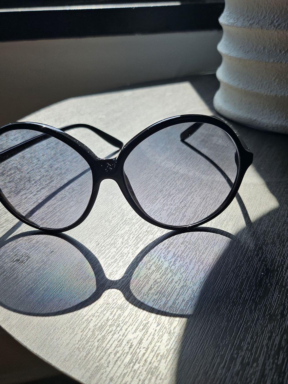 Tom Ford Black Round Women's Sunglasses with Subtle Tinted Lenses